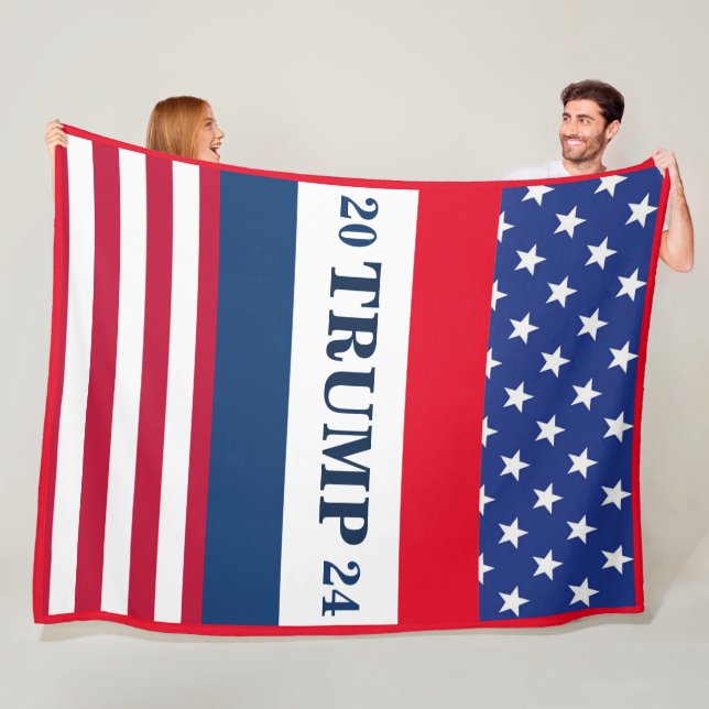 Trump 2024 American Flagga Red White and Blue Fleecefilt (På plats)