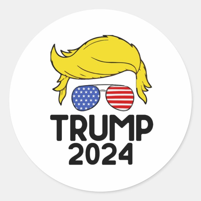 Trump 2024 American Flagga Runt Klistermärke (Framsida)