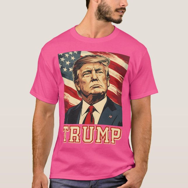 Trump 2024 American Flagga T Shirt (Framsida)
