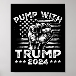 Trump 2024 Amerikansk Flagga Pump Med Donald Trump Poster