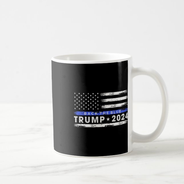 Trump 2024 Back the Blue Thin Blue Line American F Kaffemugg (Höger)