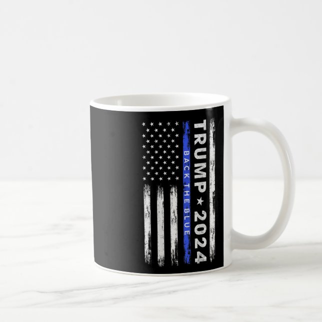 Trump 2024 Back the Blue Thin Blue Line American F Kaffemugg (Höger)