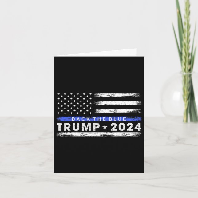Trump 2024 Back the Blue Thin Blue Line American F Kort (Framsida)
