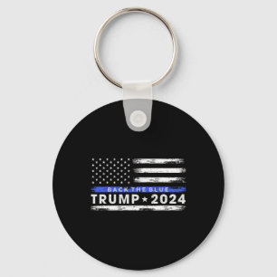 Trump 2024 Back the Blue Thin Blue Line American F Nyckelring