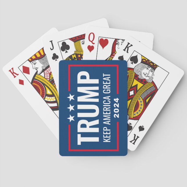 Trump 2024 Behålla America Underbar - blue red Casinokort (Baksidan)