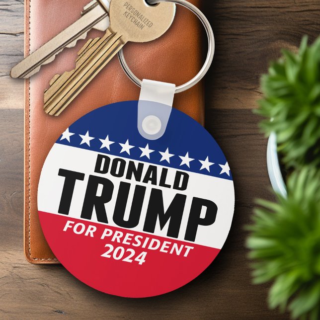 Trump 2024 Behålla America Underbar - blue red Nyckelring (Personalized Keychain - Trump 2024)