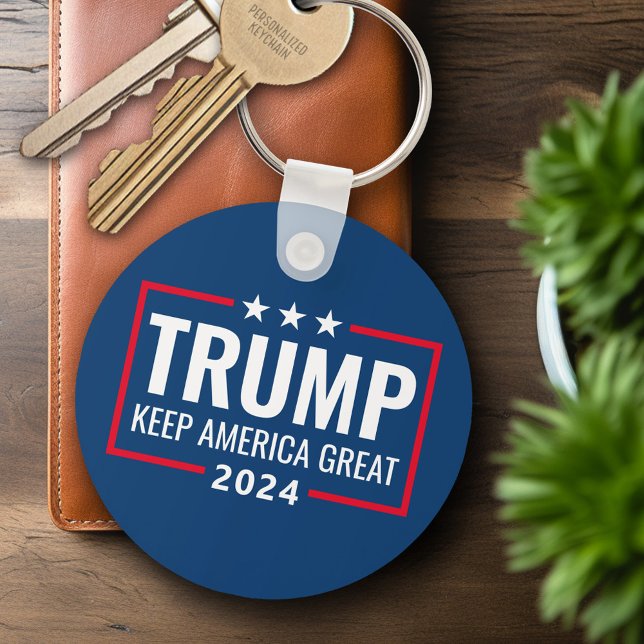 Trump 2024 Behålla America Underbar - blue red Nyckelring (Personalized Keychain - Trump 2024)