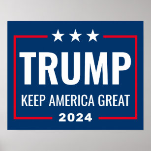Trump 2024 Behålla America Underbar - blue red Poster
