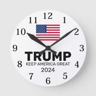Trump 2024 Behålla America Underbar Rund Klocka
