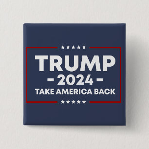 Trump 2024 Behålla Amerika Underbar - blå röd Namn Knapp