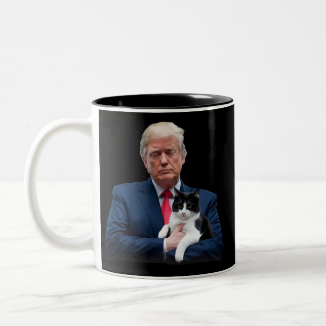 Trump 2024 Cat MAGA Funny Trump Cat Två-Tonad Mugg (Vänster)