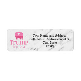 Trump 2024 Cute Rosa Elephant Returadress Etikett