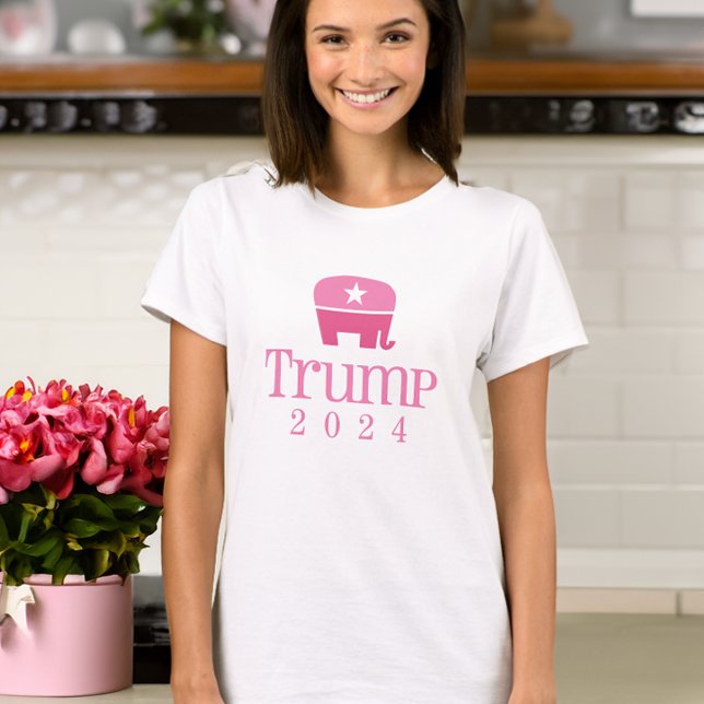 Trump 2024 Cute Rosa Elephant T Shirt (trump 2024 shirts and gifts for women)