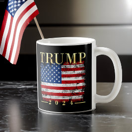 Trump 2024 Elegant Guld Vintage American Flagga Kaffemugg