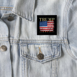 Trump 2024 Elegant Guld Vintage American Flagga Knapp
