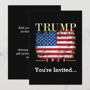 Trump 2024 Elegant Guld Vintage Amerikansk Flagga Inbjudningar