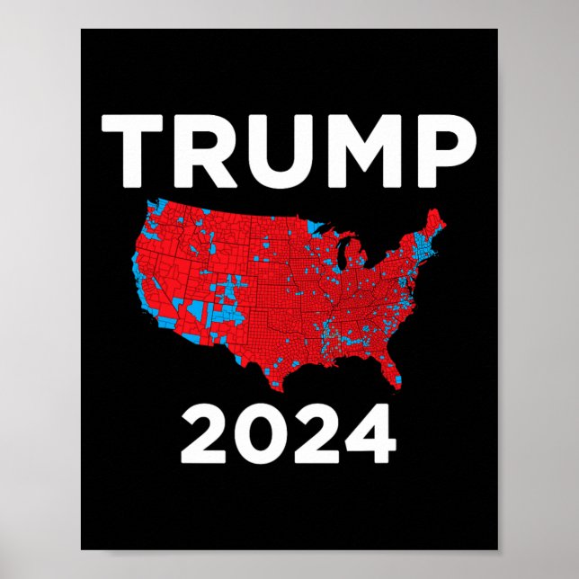 Trump 2024 Exakt valresultat County Karta Me Poster (Framsidan)