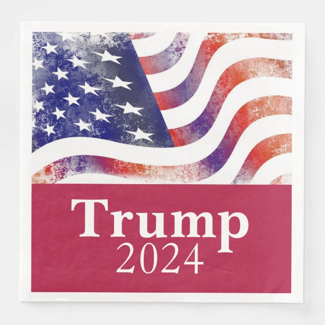 Trump 2024 Faded American Flagga Kampanj Pappersservett (Framsida)