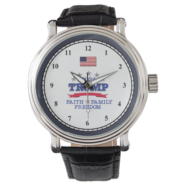 Trump 2024 Faith Family Freedom Armbandsur (Framsida)