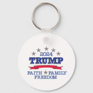 Trump 2024 Faith Family Freedom Keychain Nyckelring