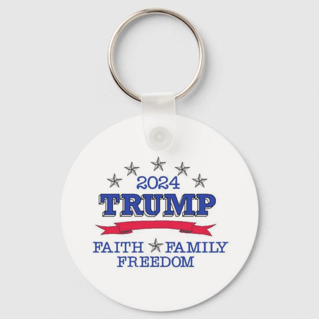 Trump 2024 Faith Family Freedom Nyckelring (Framsida)