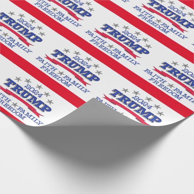 Trump 2024 Faith, Family, Freedom Wrapping Papper Presentpapper (Hörn)