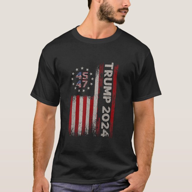 Trump 2024 Fight Fighter Supporter Americ T Shirt (Framsida)