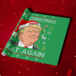 Trump 2024 Finny Gör jul Underbar igen Grönt Presentpapper<br><div class="desc">Trump 2024 Lustigt Gör julen Underbar igen gröntens varningar pappra,  trasslade in pappra</div>