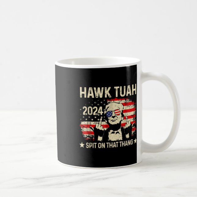 Trump 2024 Flagga Funny Hawk Tush Mitten Finger 24 Kaffemugg (Höger)
