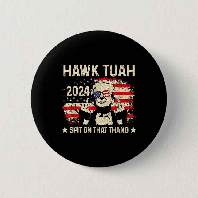 Trump 2024 Flagga Funny Hawk Tush Mitten Finger 24 Knapp (Framsida)