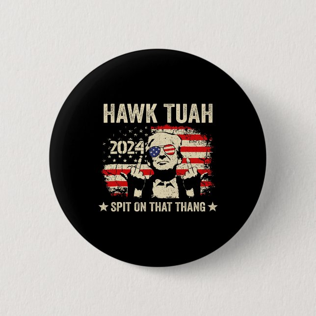 Trump 2024 Flagga Funny Hawk Tush Mitten Finger 24 Knapp (Framsida)