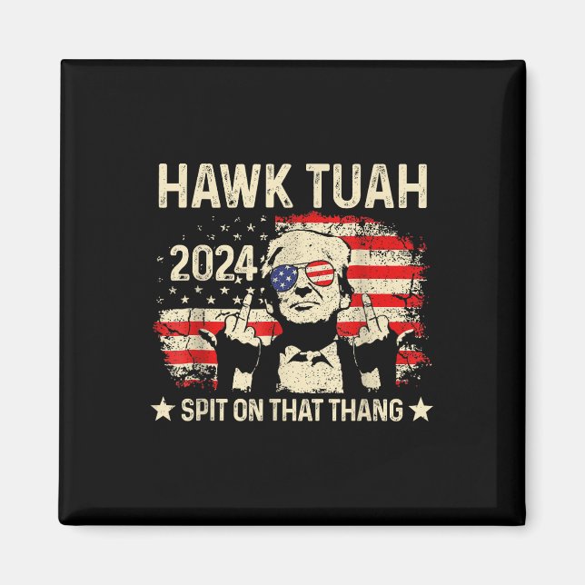 Trump 2024 Flagga Funny Hawk Tush Mitten Finger 24 Magnet (Framsidan)