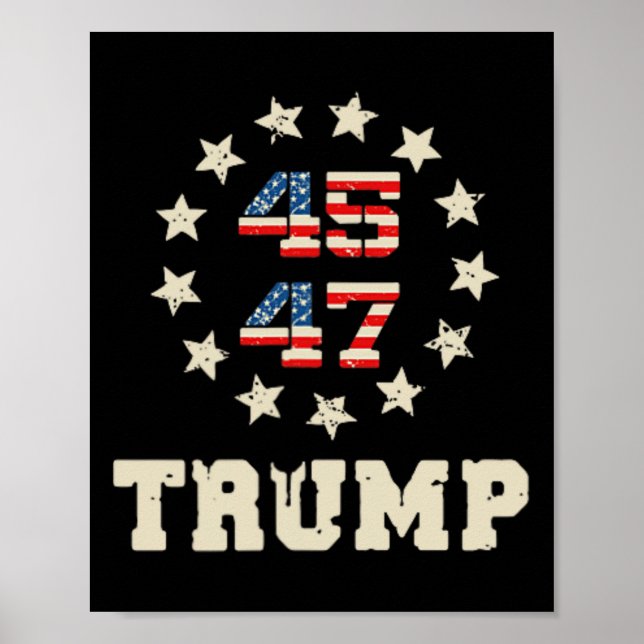 Trump 2024 Flagga (på baksidan) Ta Amerika-bakstöt Poster (Framsidan)