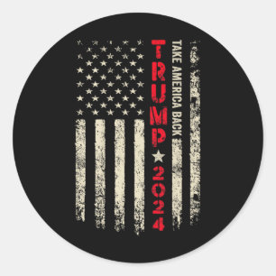 Trump 2024 Flagga Ta America Byck Trump Flagga 45 Runt Klistermärke