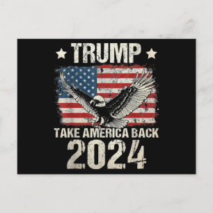 Trump 2024 flagga ta Amerika tillbaka män kvinnor  Helg Vykort