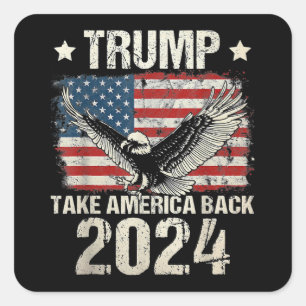 Trump 2024 flagga tar Amerika tillbaka manar Women Fyrkantigt Klistermärke