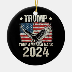 Trump 2024 flagga tar Amerika tillbaka manar Women Julgransprydnad Keramik