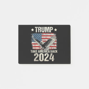 Trump 2024 flagga tar Amerika tillbaka manar Women Post-it Block