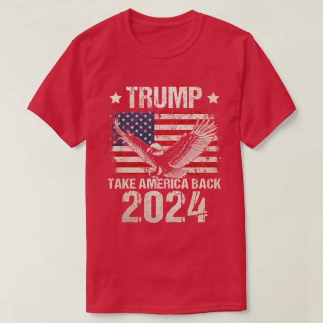 Trump 2024 flagga tar Amerika tillbaka manar Women T Shirt (Design framsida)