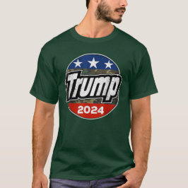 Trump 2024 för president Retro Camouflage Button T Shirt