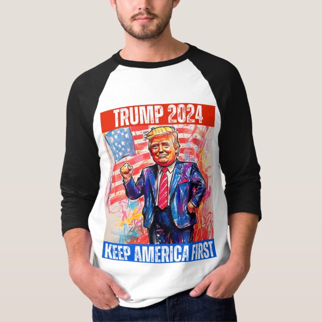 TRUMP 2024 GÖR AMERICA FÖRST T SHIRT (Framsida)