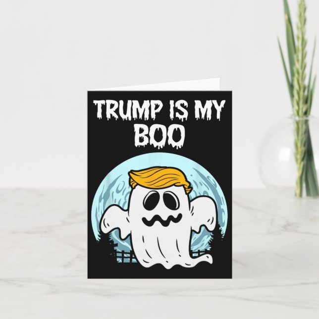 Trump 2024 Hair Funny Ghost Halloween Boo Kort (Framsida)