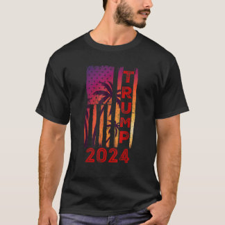 Trump 2024 Handflatan Träd Distress American Flagg T Shirt