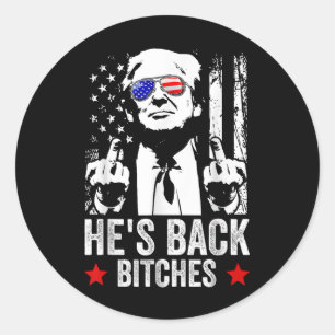Trump 2024 Hes Back Es Trump 2025 Runt Klistermärke