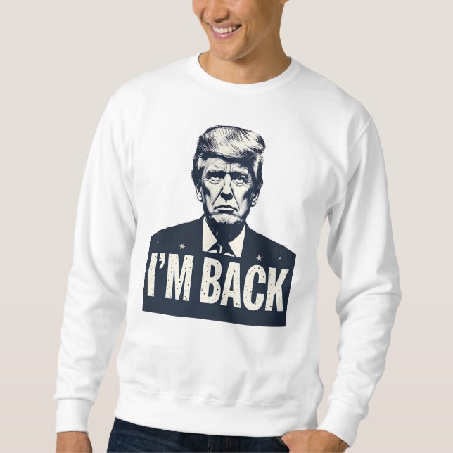 Trump 2024 'I'M BACK' Patriotic - Lång Ärmad Tröja (Framsida)