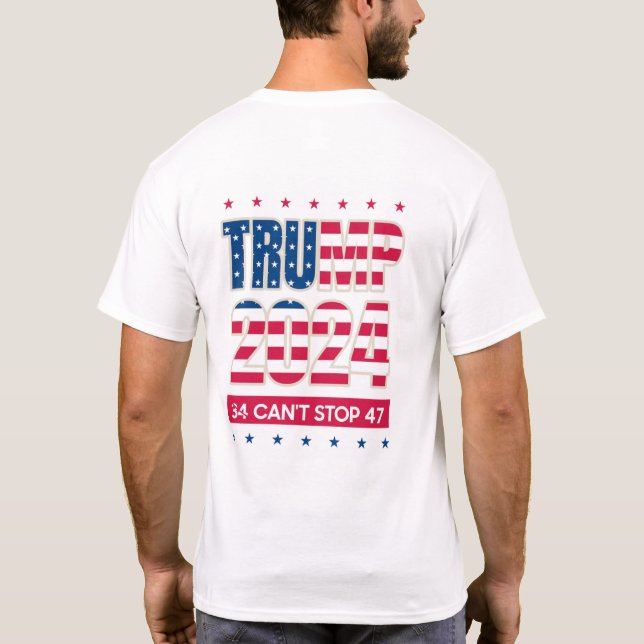 Trump 2024, Inmate Mugshot, 34 kan inte stoppa 47 T Shirt (Baksida)