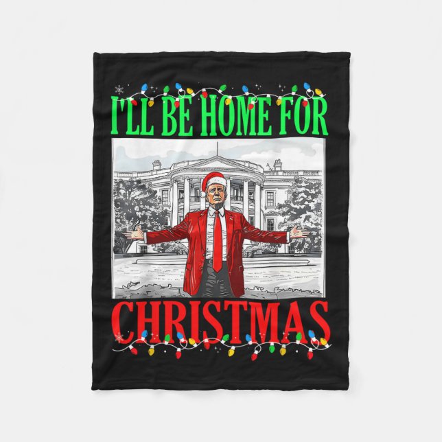 Trump 2024 Jag kommer hem till julklappen Fleecefilt (Framsidan)