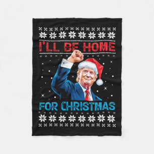 Trump 2024 Jag kommer hem till jultomten Julafton  Fleecefilt