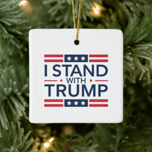 Trump 2024 Jag Står Med Trump Stöd President Julgransprydnad Keramik