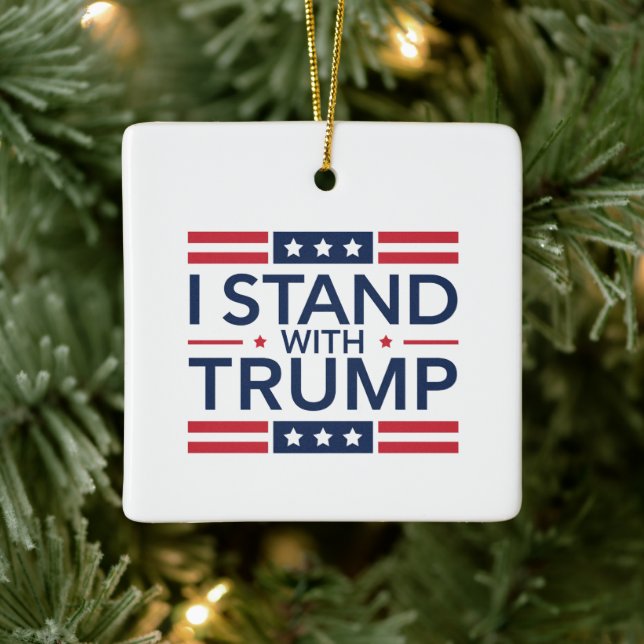 Trump 2024 Jag står med Trump Support President Julgransprydnad Keramik (Träd)